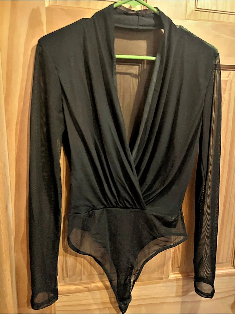 Black Mesh Long Sleeve Bodysuit